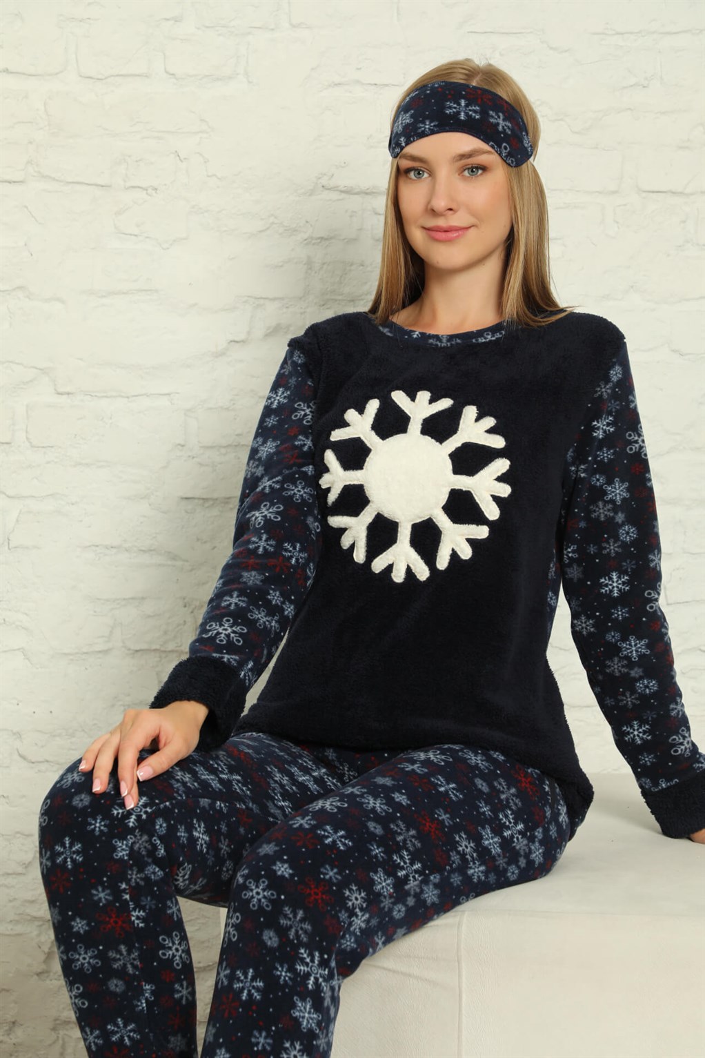 Akbeniz Welsoft Polar Kadın Manşetli Pijama Takımı 8423