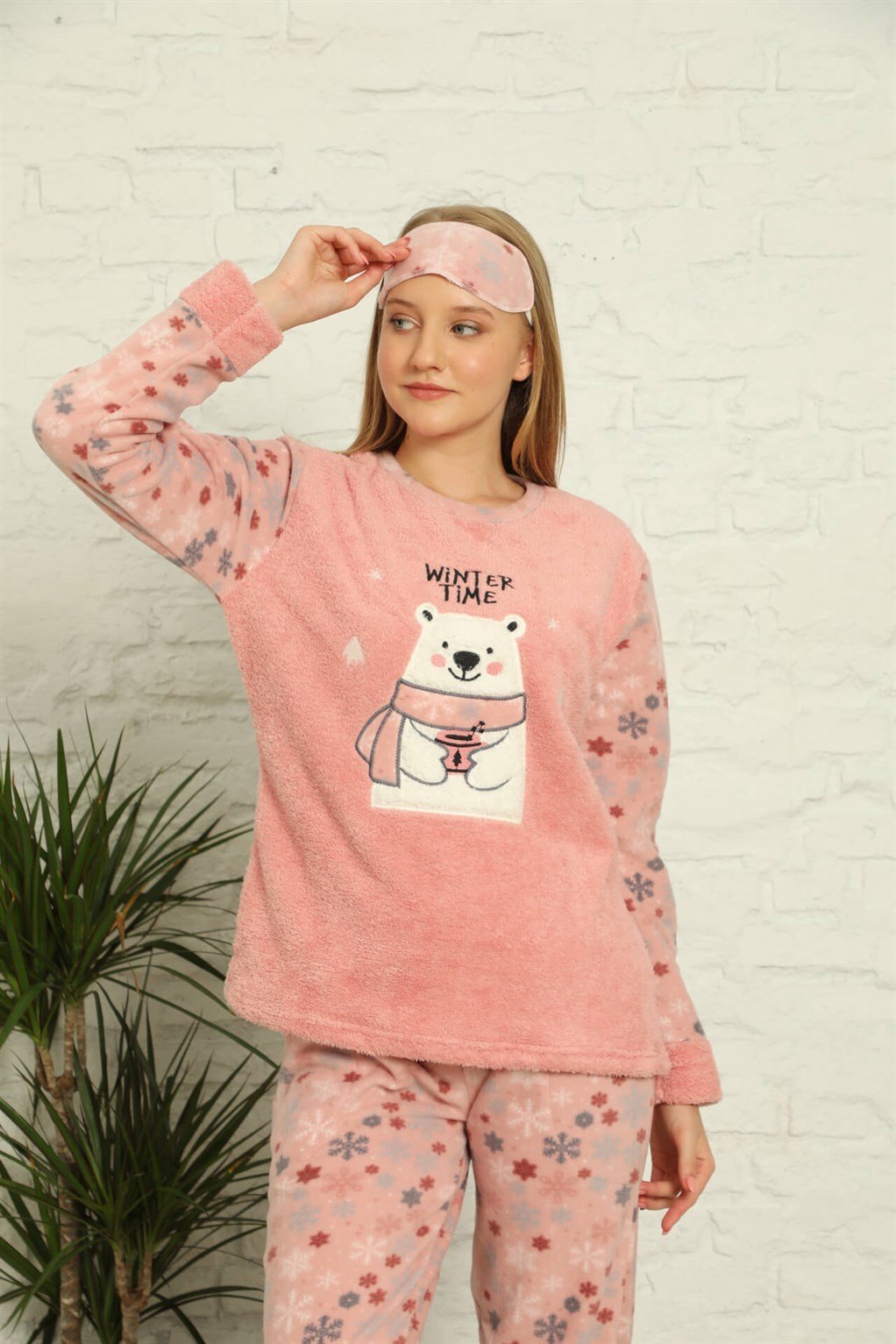 Akbeniz Welsoft Polar Kadın Manşetli Pijama Takımı 8439