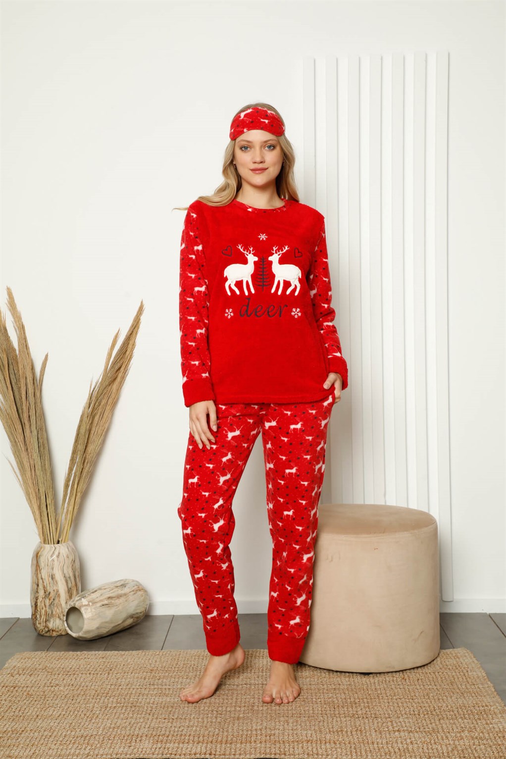 Akbeniz Welsoft Polar Kadın Manşetli Pijama Takımı 8421