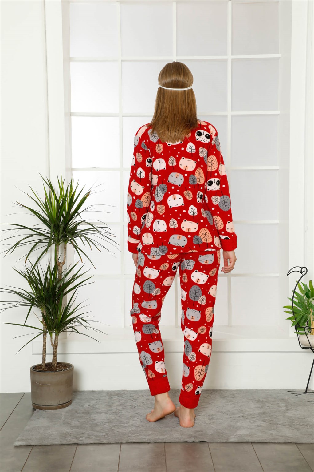 Akbeniz Welsoft Polar Kadın Manşetli Pijama Takımı 8405
