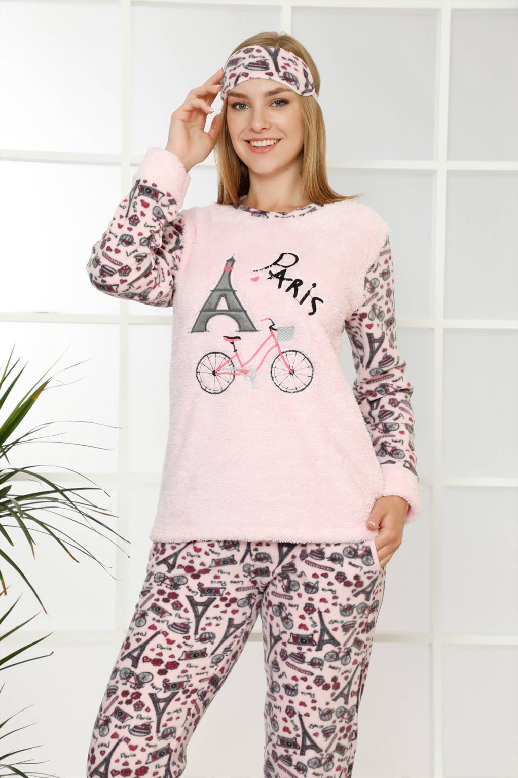 Akbeniz Welsoft Polar Kadın Manşetli Pijama Takımı 8408