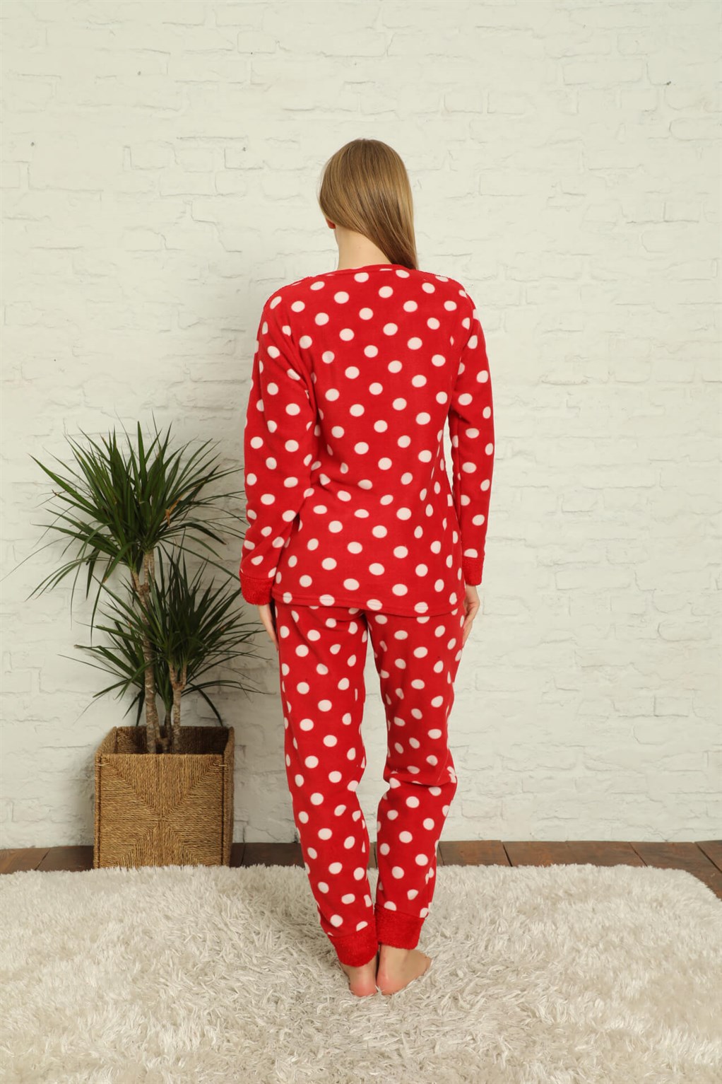 Akbeniz Welsoft Polar Kadın Manşetli Pijama Takımı 8401