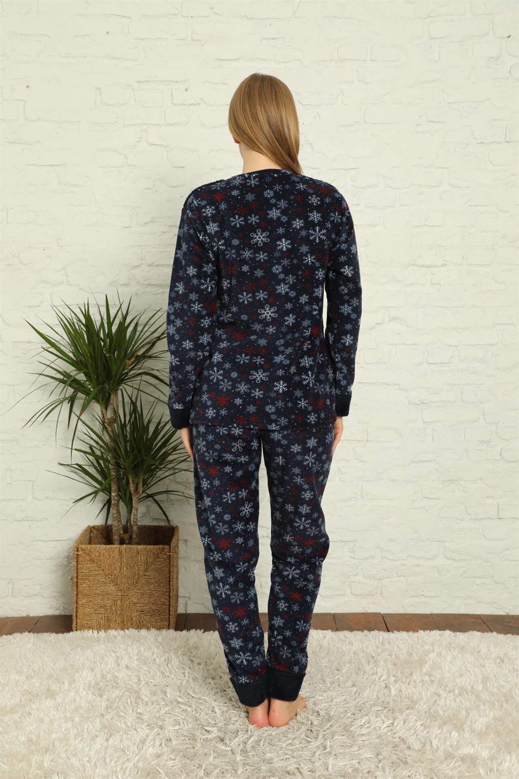 Akbeniz Welsoft Polar Kadın Manşetli Pijama Takımı 8441