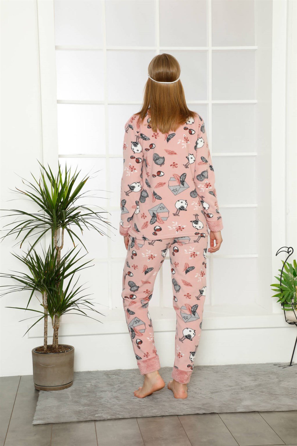 Akbeniz Welsoft Polar Kadın Manşetli Pijama Takımı 8404
