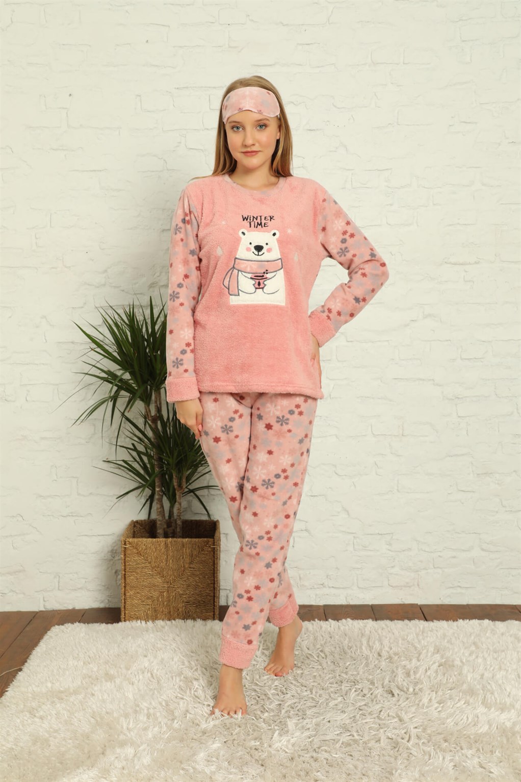 Akbeniz Welsoft Polar Kadın Manşetli Pijama Takımı 8439
