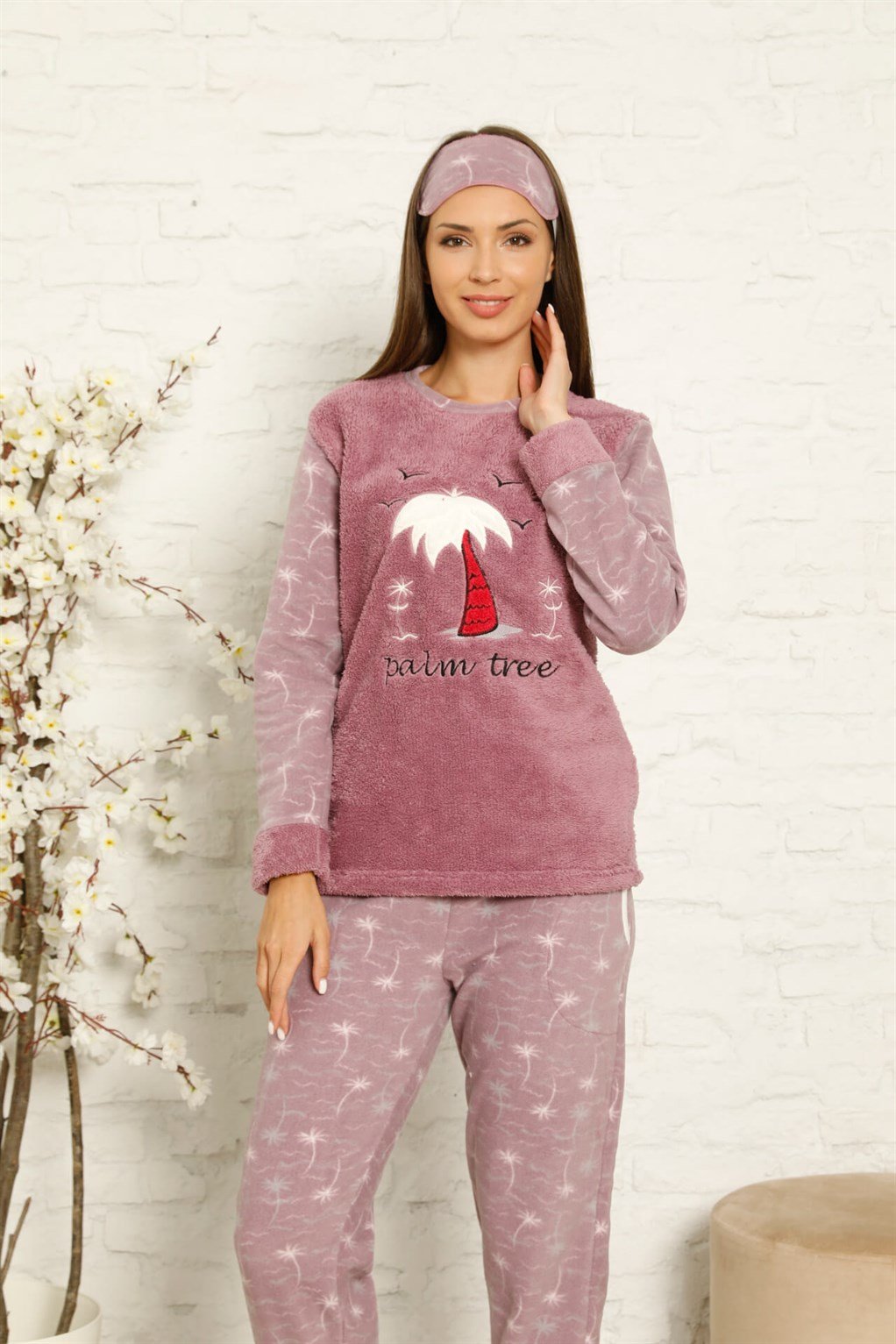 Akbeniz Welsoft Polar Kadın Manşetli Pijama Takımı 8442