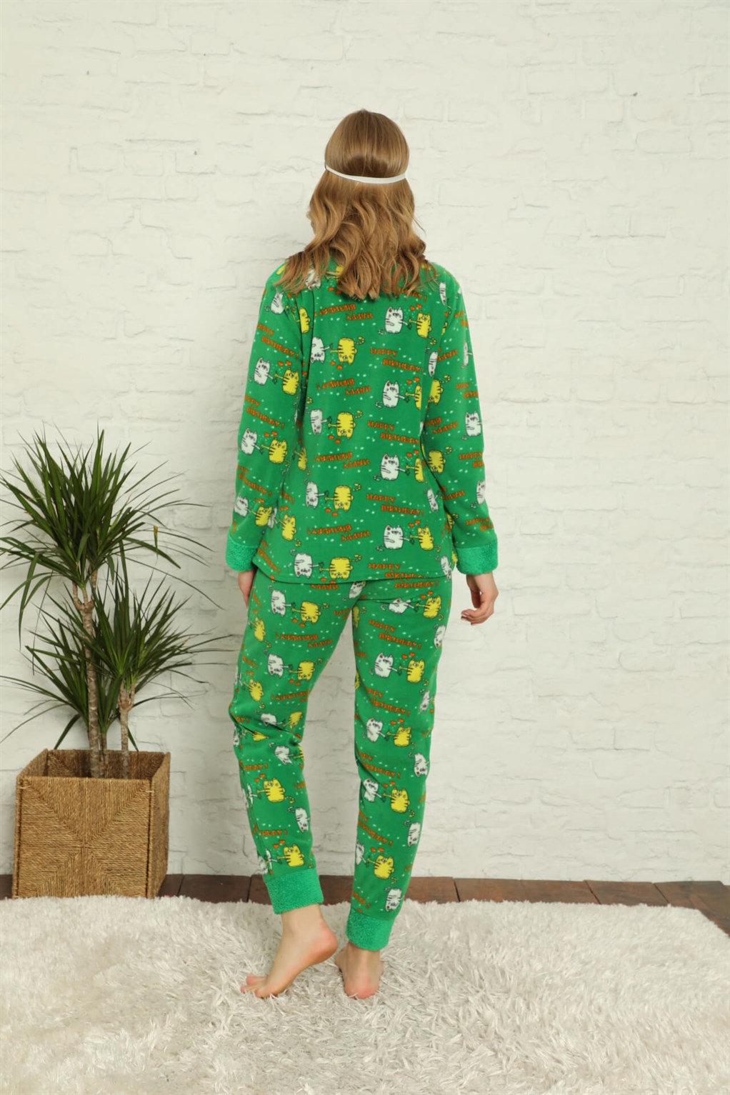 Akbeniz Welsoft Polar Kadın Manşetli Pijama Takımı 8428