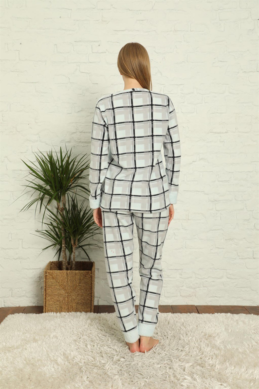 Akbeniz Welsoft Polar Kadın Manşetli Pijama Takımı 8437