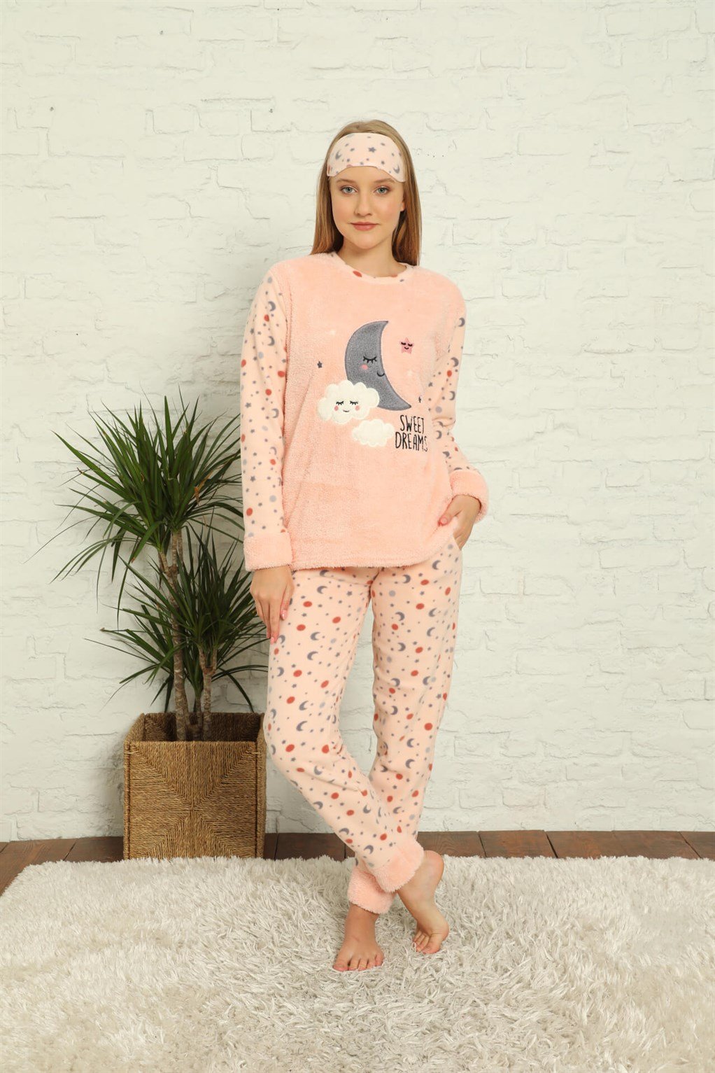 Akbeniz Welsoft Polar Kadın Manşetli Pijama Takımı 8436