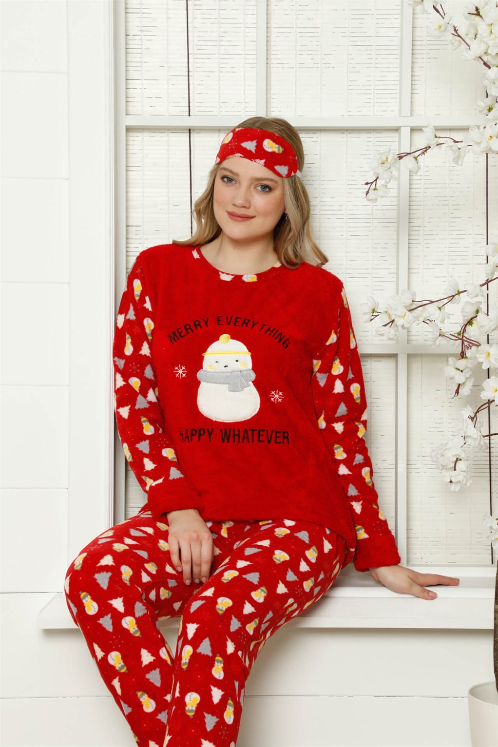 Akbeniz Welsoft Polar Kadın Manşetli Pijama Takımı 8411