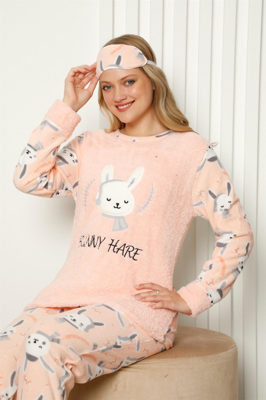 Akbeniz Welsoft Polar Kadın Manşetli Pijama Takımı 8417