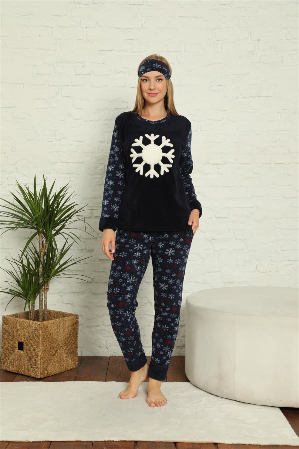 Akbeniz Welsoft Polar Kadın Manşetli Pijama Takımı 8423