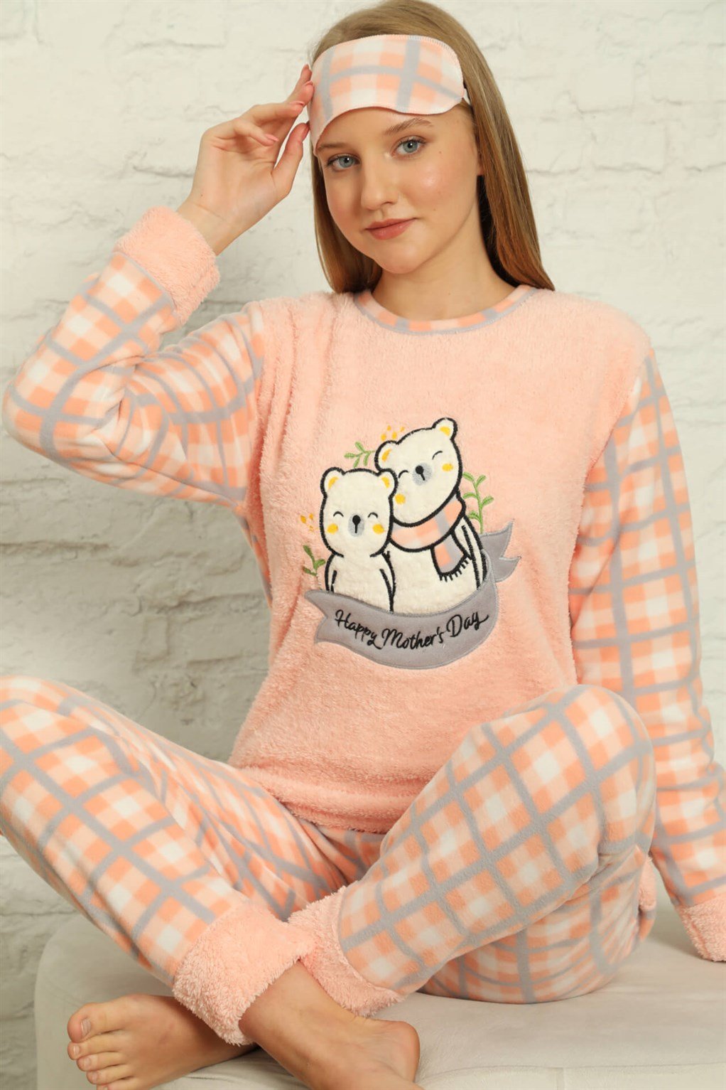 Akbeniz Welsoft Polar Kadın Manşetli Pijama Takımı 8434