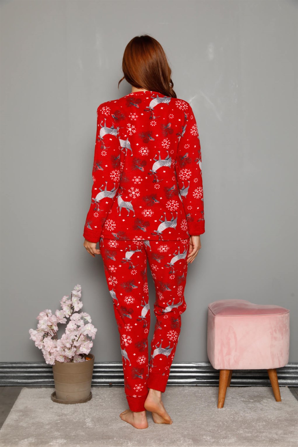 Akbeniz Welsoft Polar Kadın Manşetli Pijama Takımı 8449