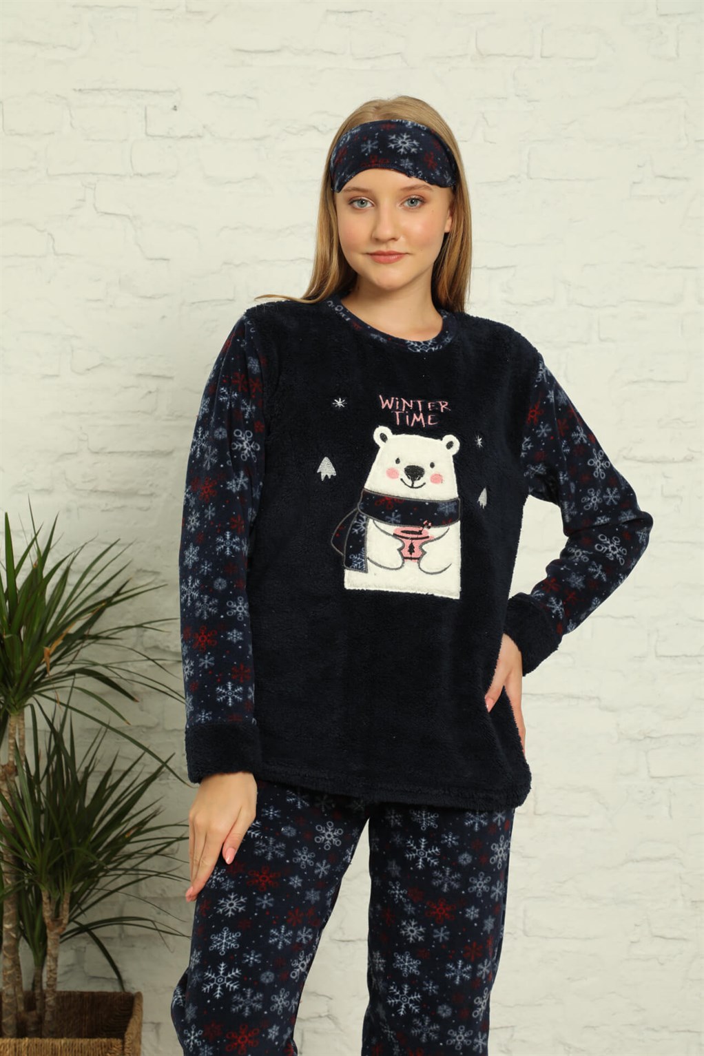 Akbeniz Welsoft Polar Kadın Manşetli Pijama Takımı 8441