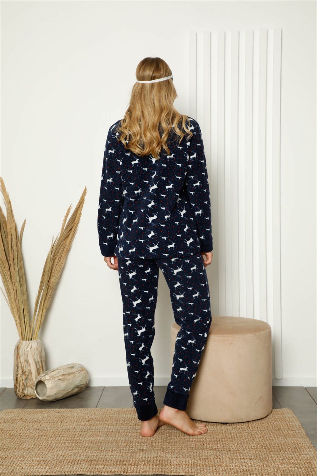 Akbeniz Welsoft Polar Kadın Manşetli Pijama Takımı 8420