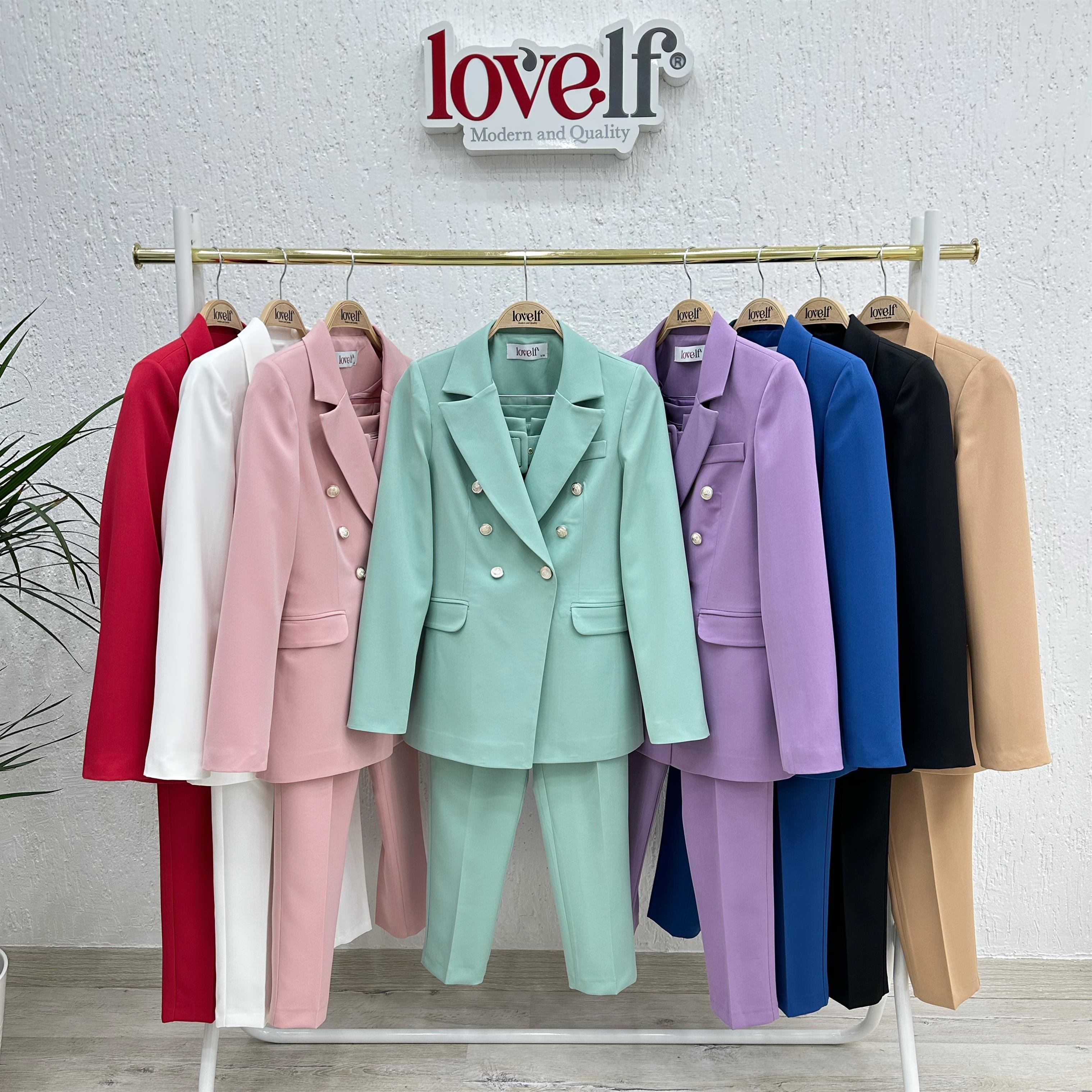 Balmain Ceketli Takım Lila