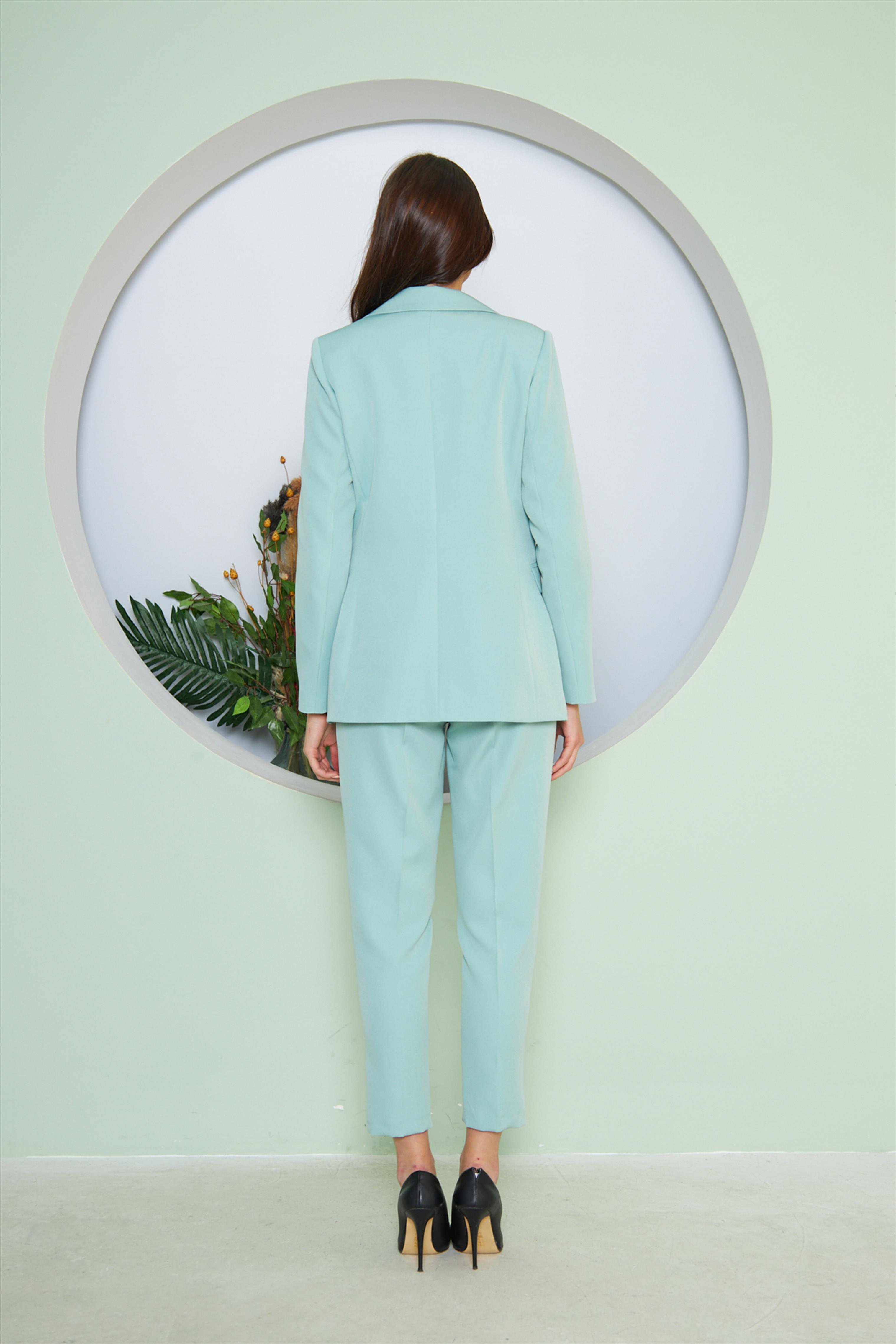 Balmain Ceketli Takım Mint Yeşili