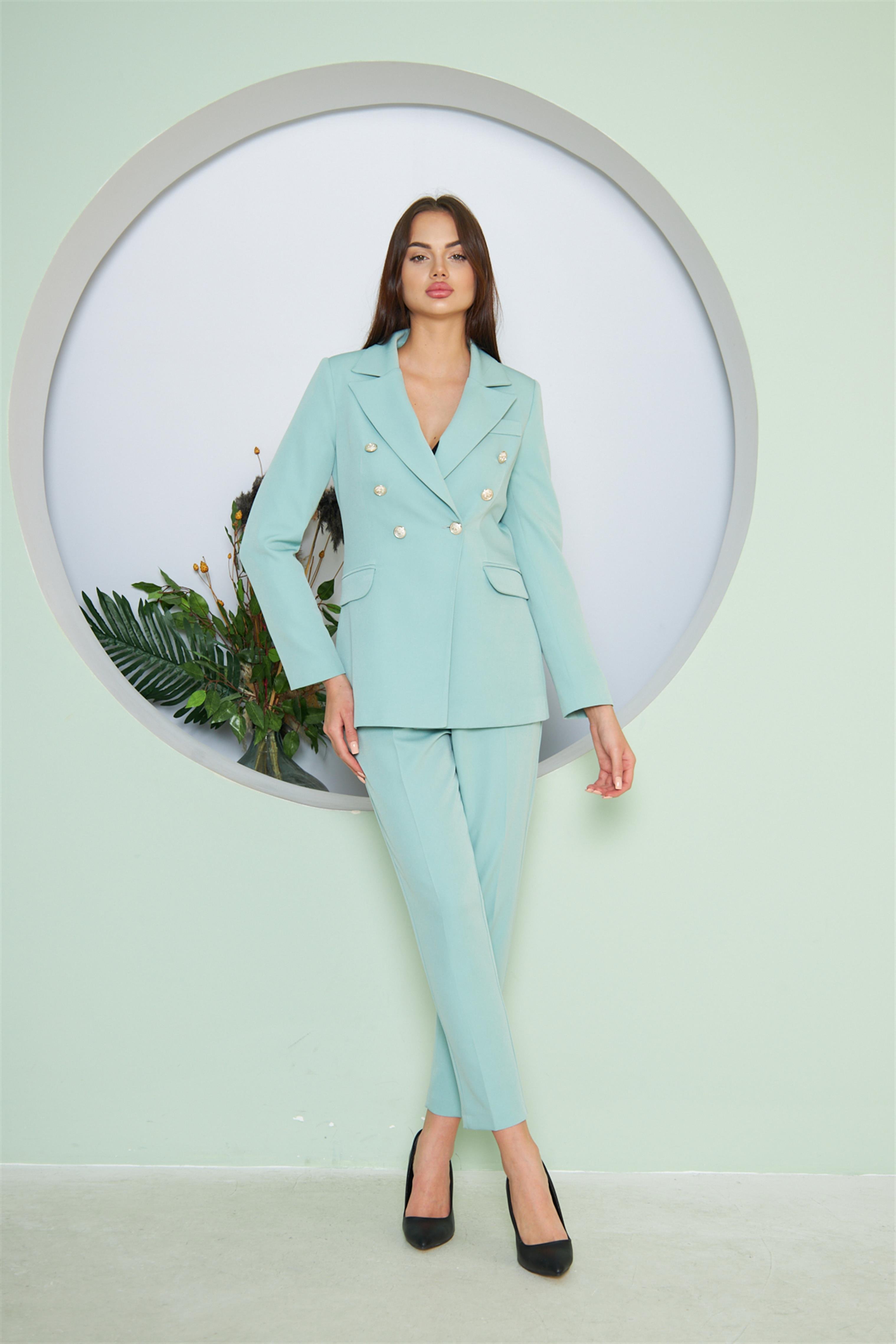Balmain Ceketli Takım Mint Yeşili