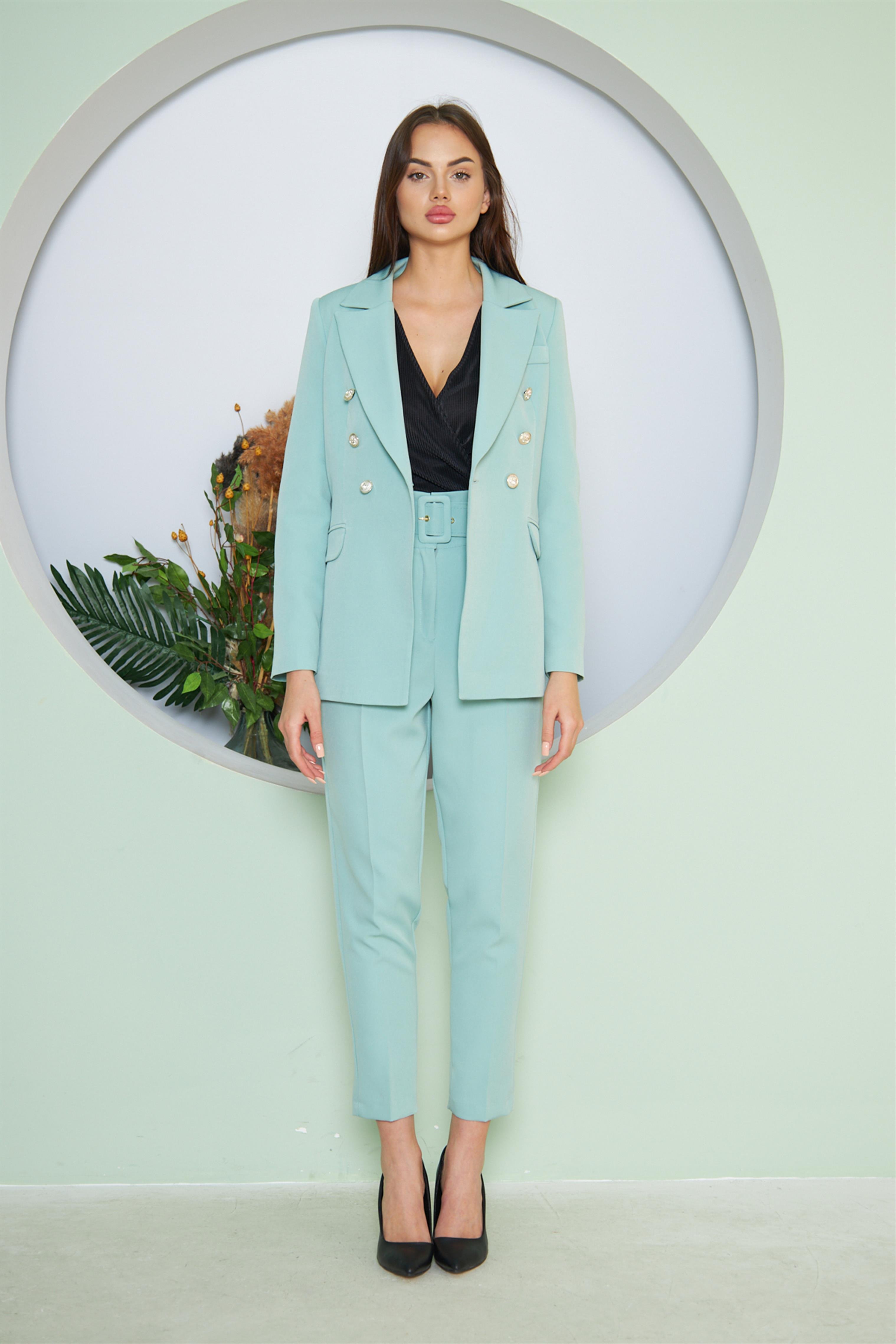 Balmain Ceketli Takım Mint Yeşili