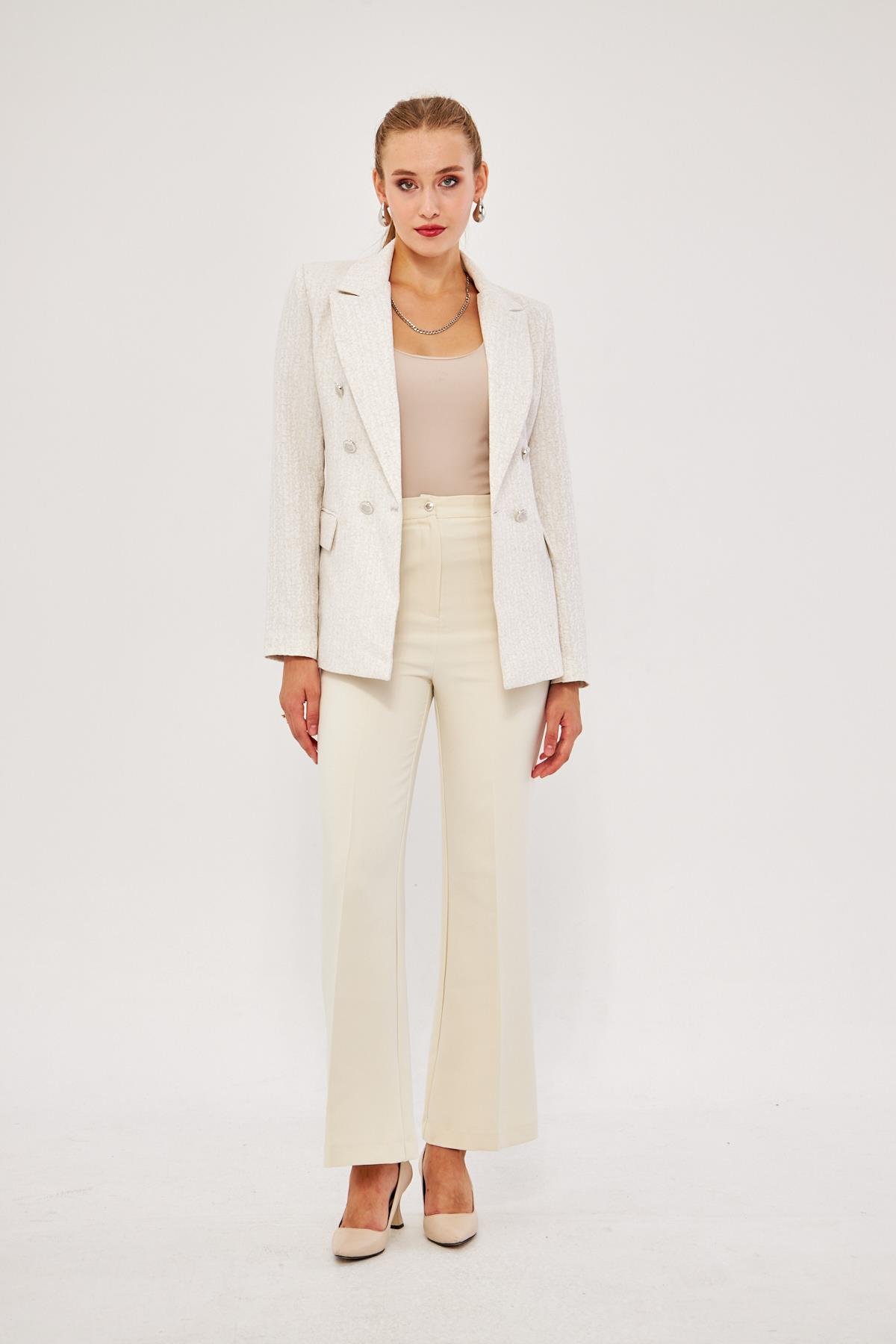 Kar Tanesi Desenli 2'li Takım Ekru