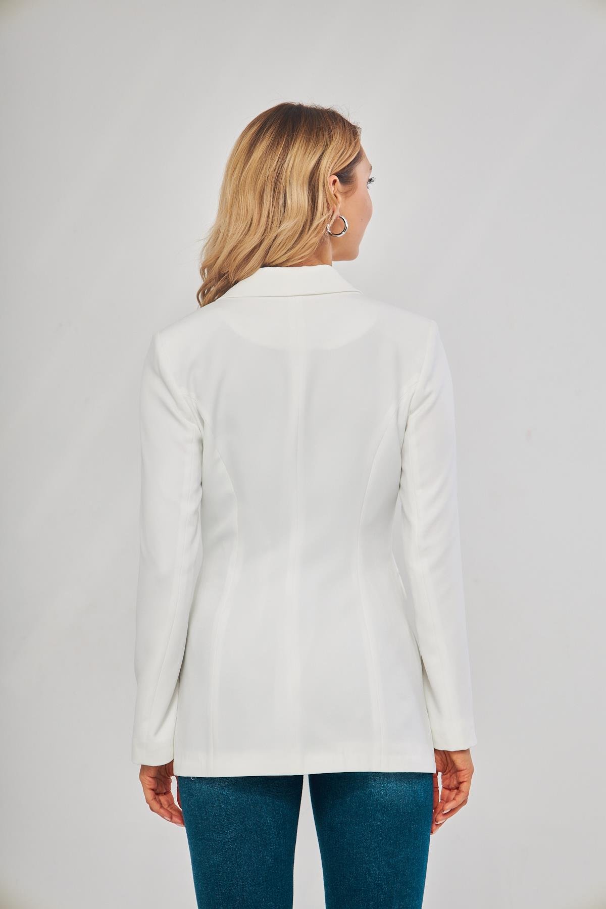 Tek Düğme Klasik Ceket Ekru