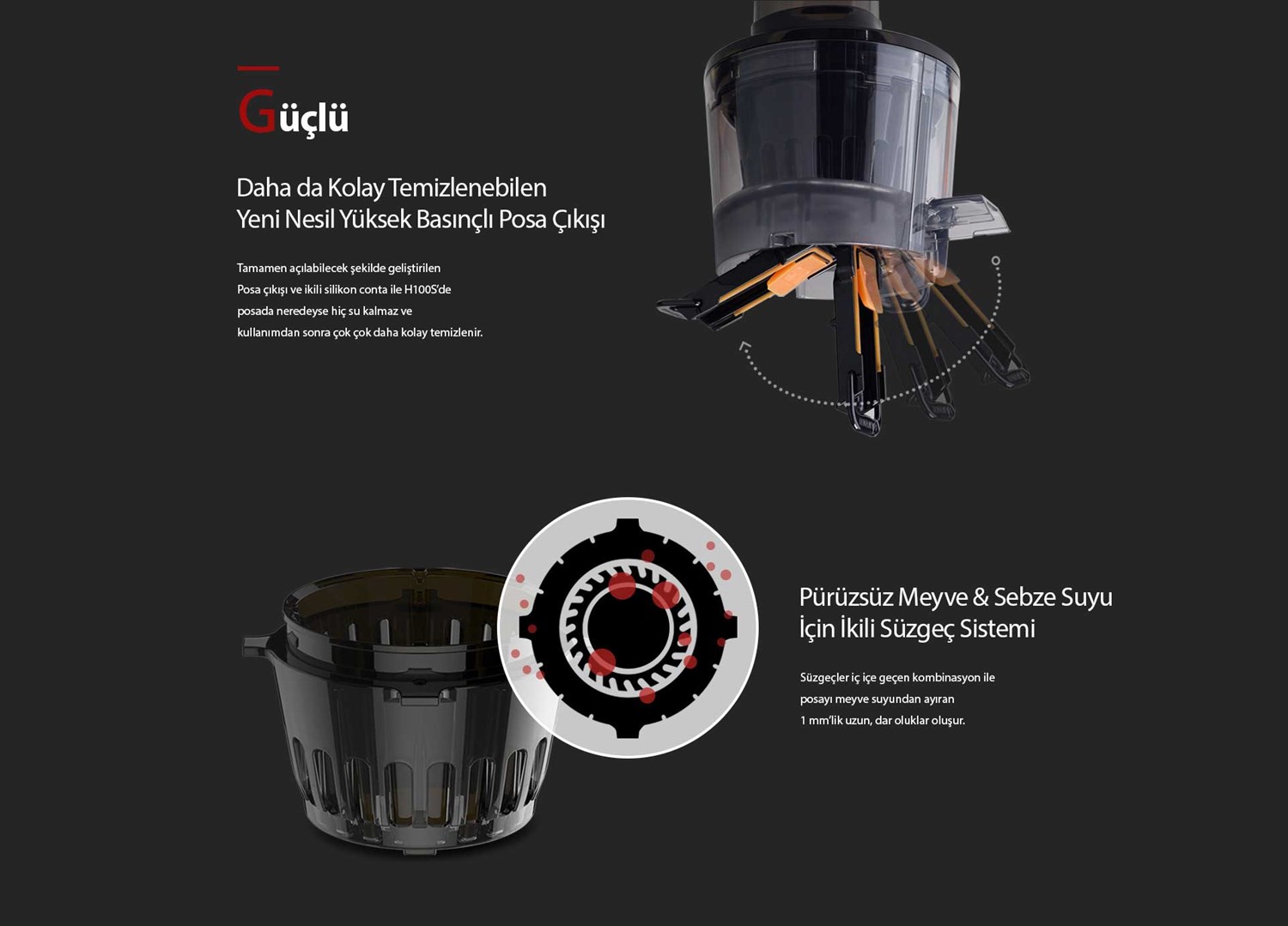 HUROM H100S  SLOWJUİCER-RBE / Şimşek Kırmızı 