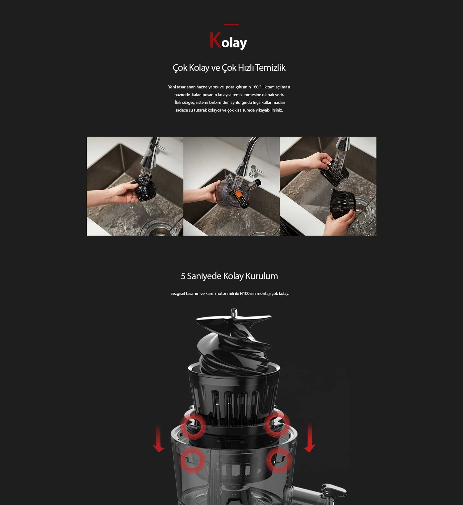 HUROM H100S  SLOWJUİCER-RBE / Şimşek Kırmızı 