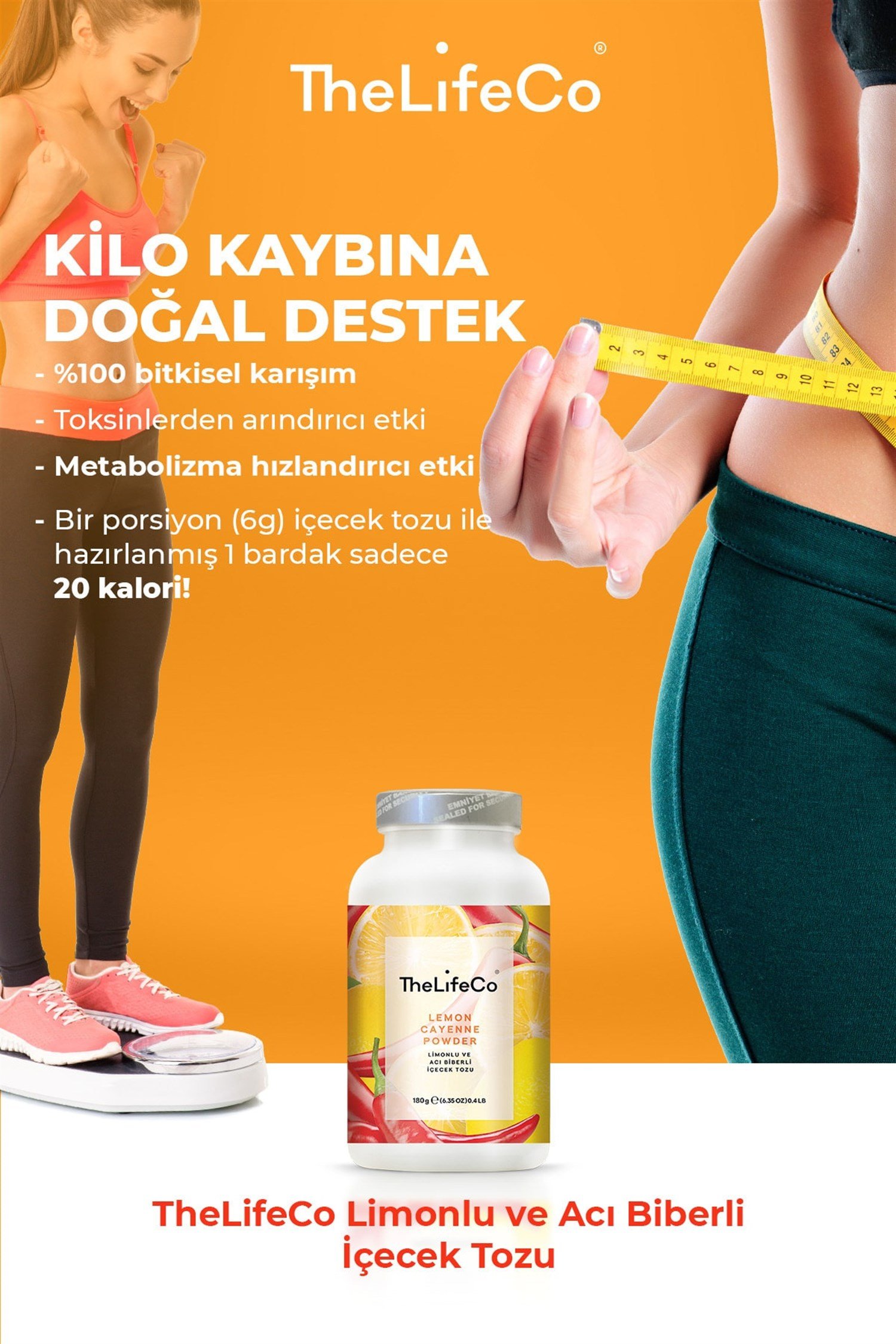 TheLifeCo Limonlu Acı Biberli İçecek Tozu 180 gr