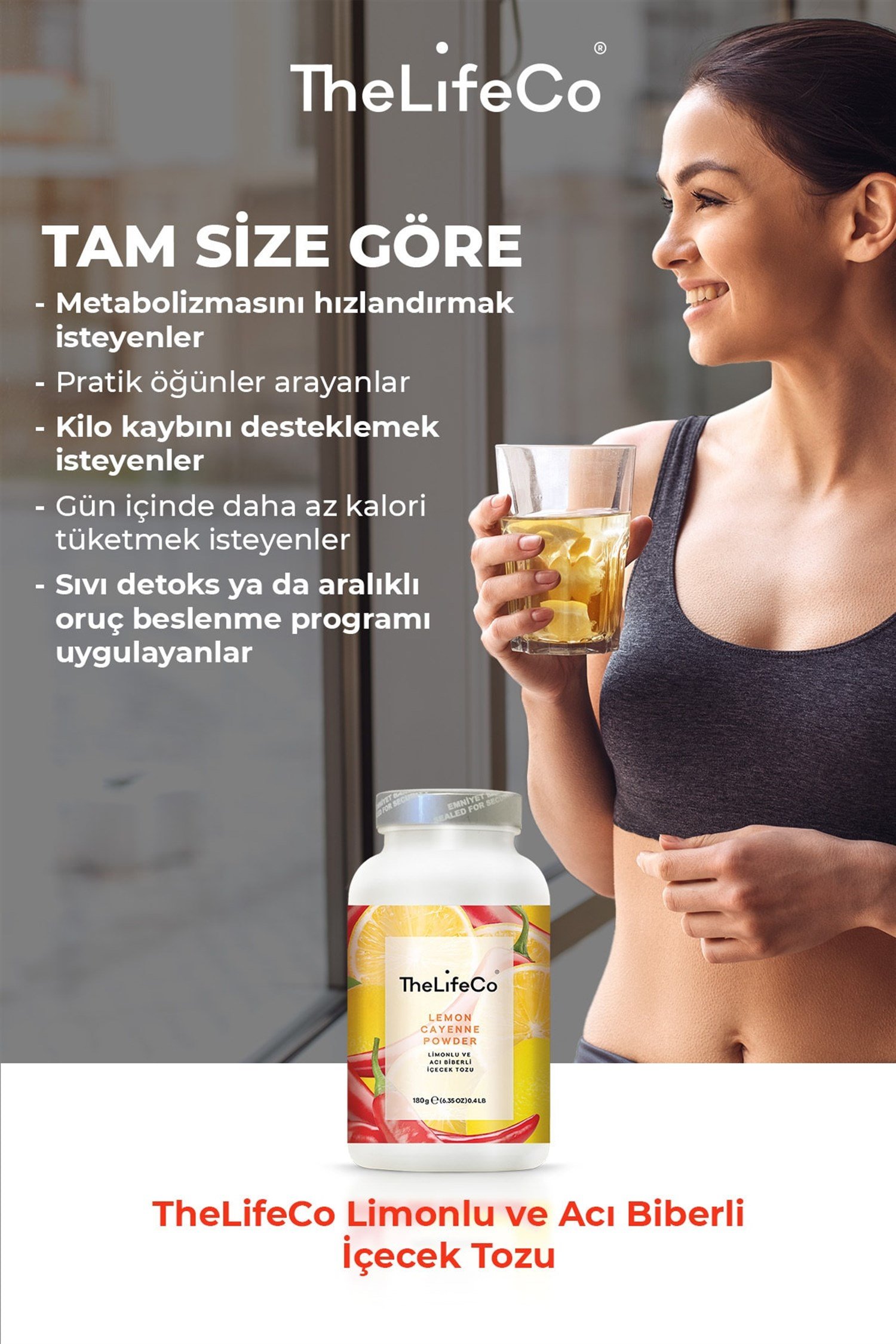 TheLifeCo Limonlu Acı Biberli İçecek Tozu 180 gr