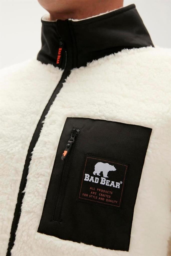 Bad Bear Erkek Fermuarlı Peluş Sweatshirt Ryan Erkek Peluş Polar 23.02.29.009-MARSHMALLOW