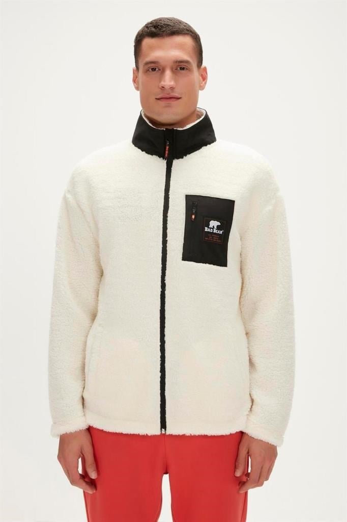 Bad Bear Erkek Fermuarlı Peluş Sweatshirt Ryan Erkek Peluş Polar 23.02.29.009-MARSHMALLOW