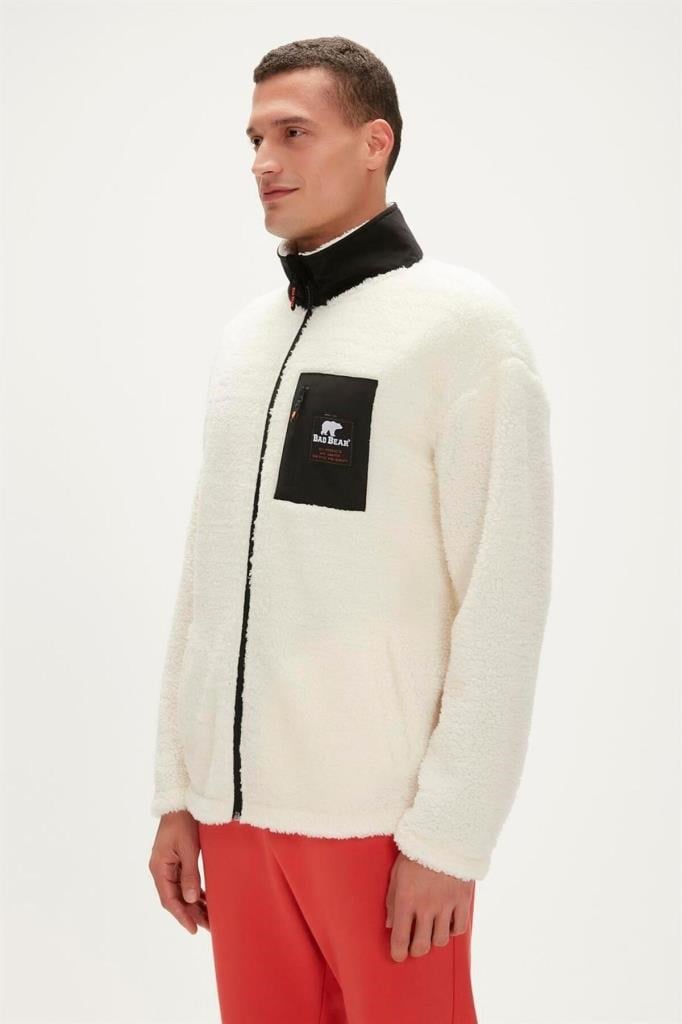 Bad Bear Erkek Fermuarlı Peluş Sweatshirt Ryan Erkek Peluş Polar 23.02.29.009-MARSHMALLOW