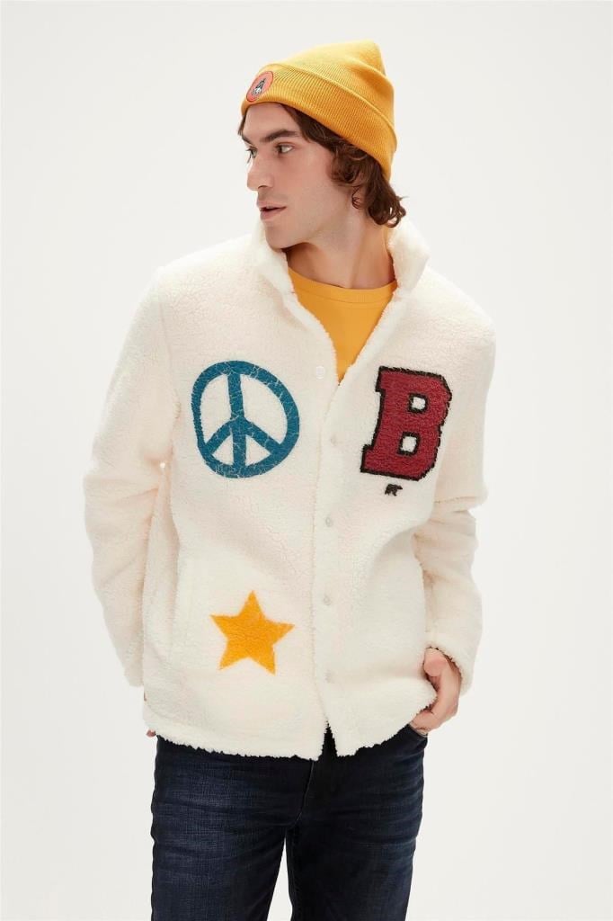 Bad Bear Erkek Peluş Polar Erkek Beyaz Gömlek Polar Beyaz-23.02.29.003-Beyaz