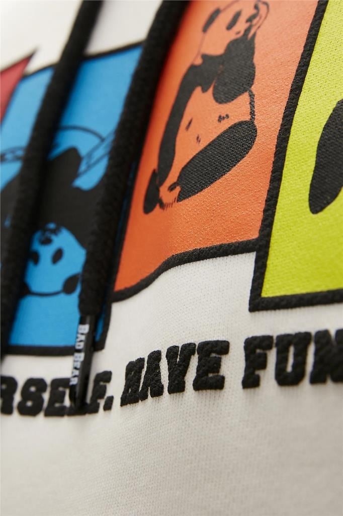 Bad Bear Erkek Sweatshirt Fun Hoodie Off-White Beyaz Kapüşonlu Erkek Sweatshirt 23.02.12.004-Beyaz
