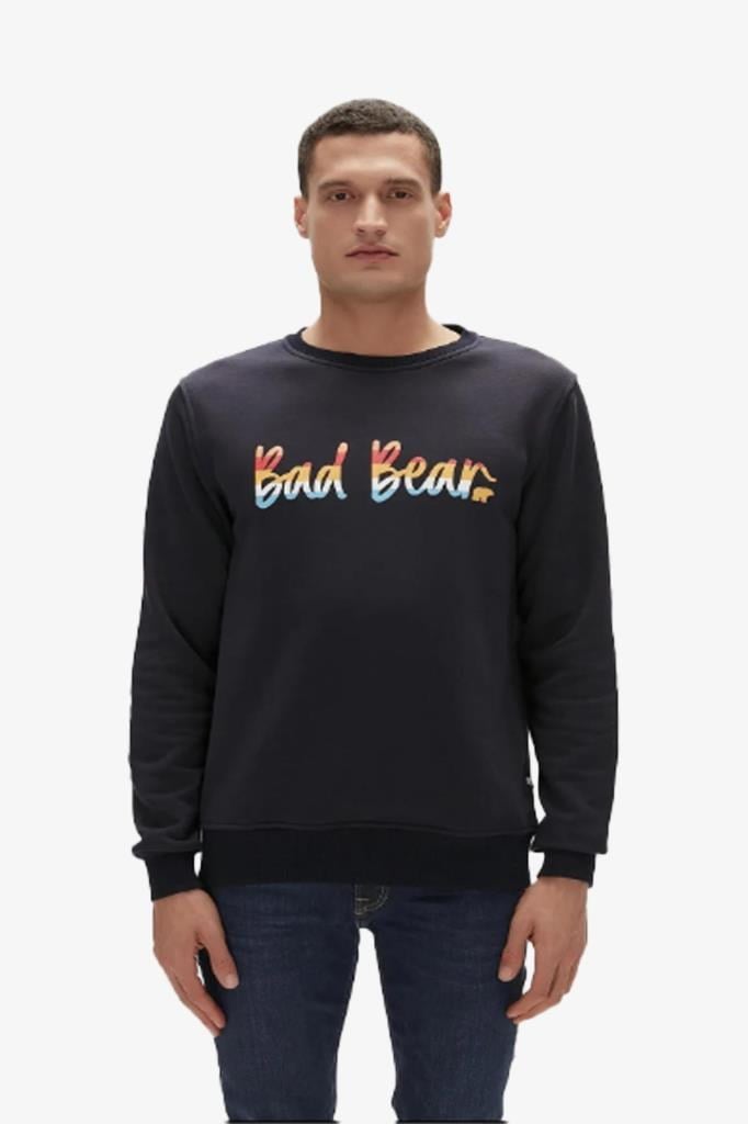 Bad Bear Erkek Sweatshirt Manuscript Crewneck Erkek Siyah Sweatshirt 23.02.12.016-Siyah