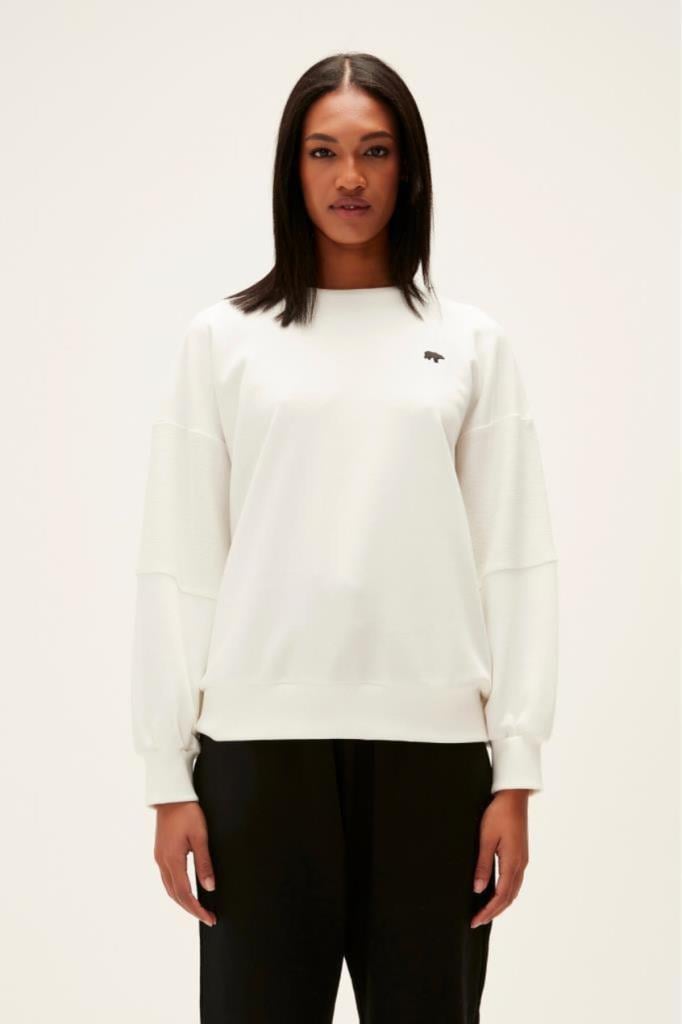 Bad Bear Kadın Sweatshirt Basic Beyaz Crewneck Sweatshirt 23.04.12.001-Beyaz