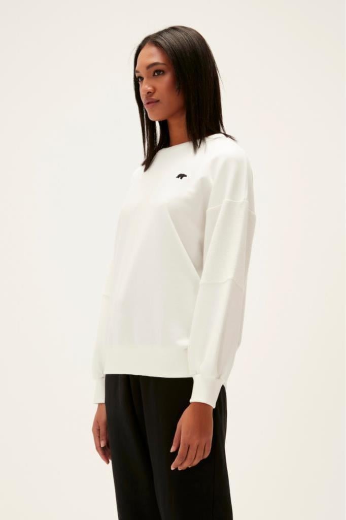 Bad Bear Kadın Sweatshirt Basic Beyaz Crewneck Sweatshirt 23.04.12.001-Beyaz