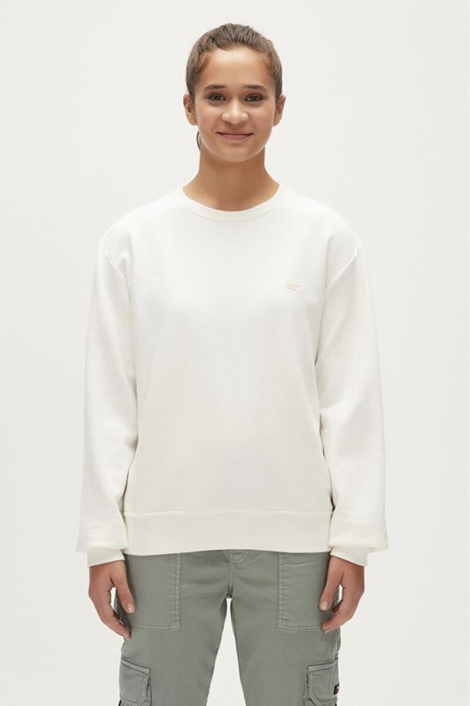 Bad Bear Kadın Sweatshirt Basic Beyaz Crewneck Sweatshirt 23.04.12.001-Beyaz