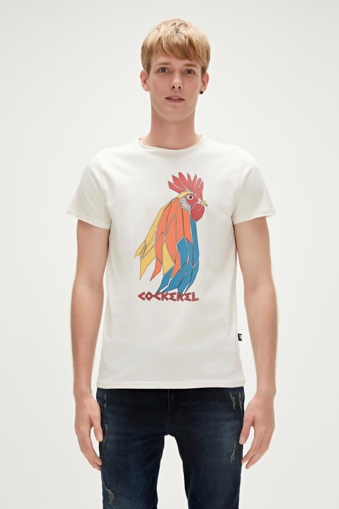 BadBear Erkek Cockerel T-shırt Beyaz