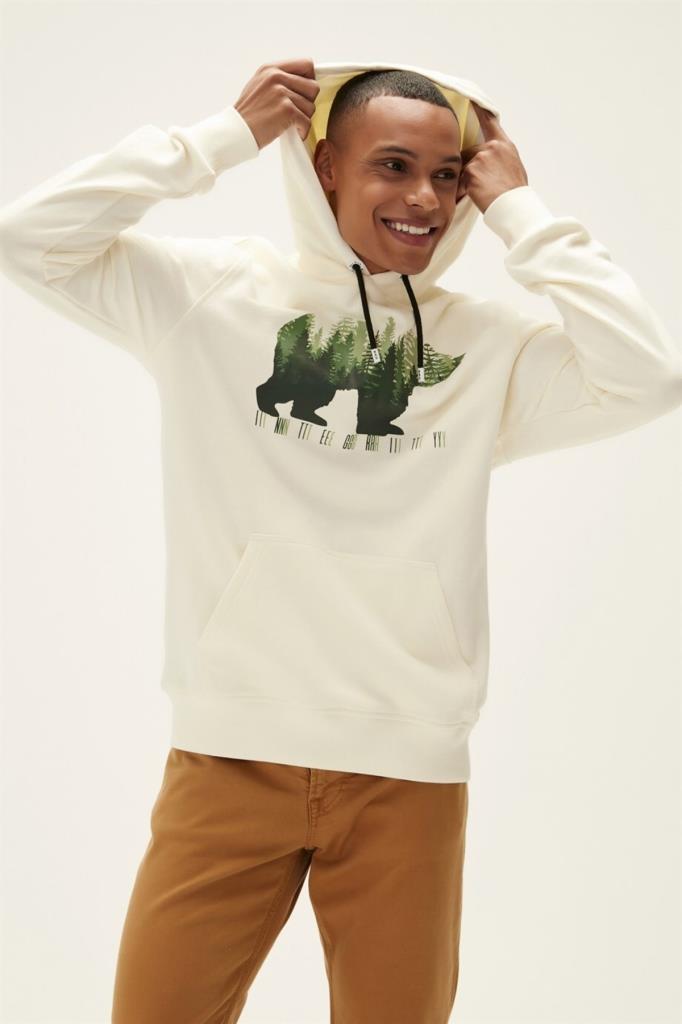 BadBear Erkek Integrity Kapüşonlu Erkek Kırık Beyaz Sweatshirt