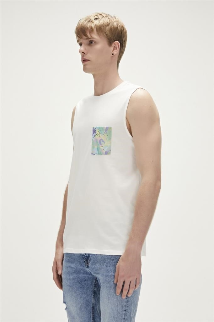 BadBear Erkek T-shirt Monstera Tank-top Beyaz