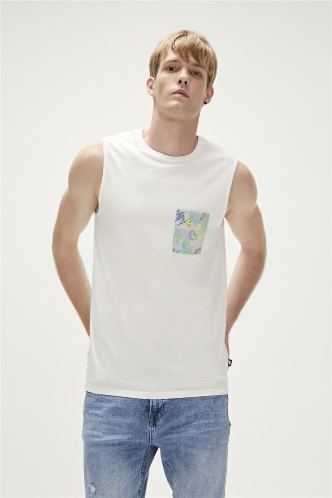 BadBear Erkek T-shirt Monstera Tank-top Beyaz
