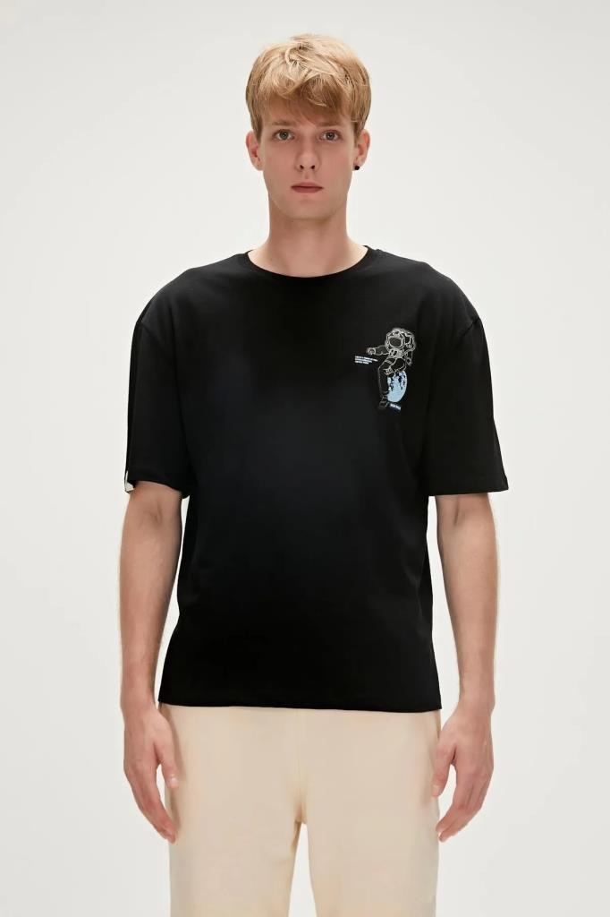 BadBear Re-life Recycle Siyah T-shirt Baskılı Erkek Tişört