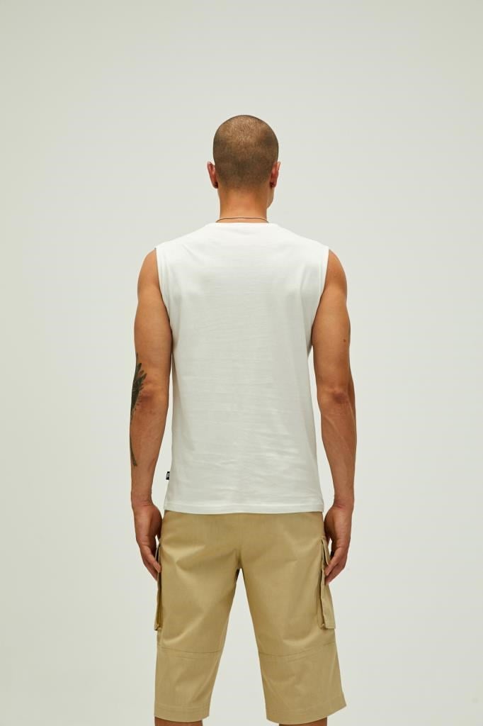 Erkek Sıfır Kol T-shirt Siyah Tişört Bad Bear TRIBE TANK-TOP 22.01.23.002-Beyaz