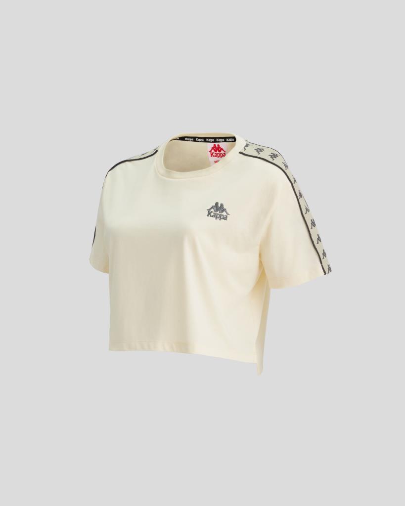 Kappa 222 Banda Apua T-shirt Kadın Bej Oversize Tshirt 371E88W