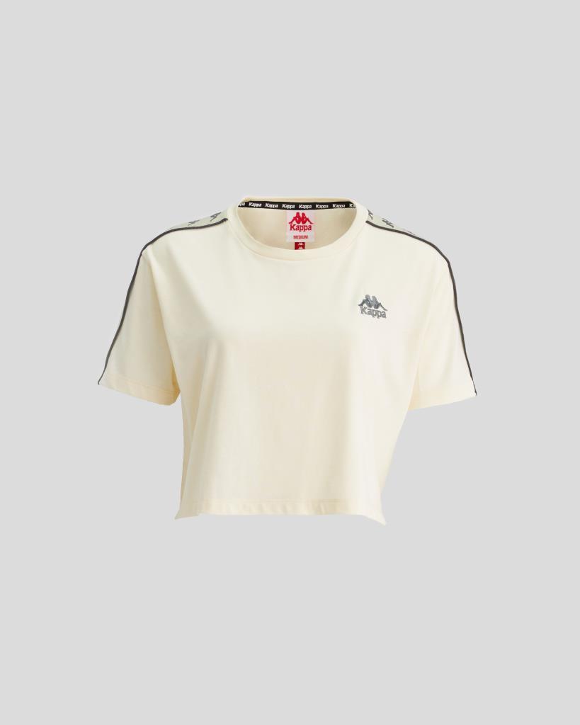Kappa 222 Banda Apua T-shirt Kadın Bej Oversize Tshirt 371E88W