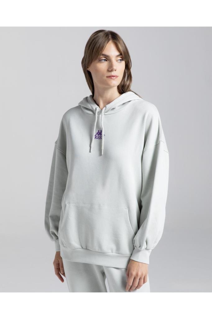 Kappa Kadın Kapüşonlu Sweatshirt Authentic Mira Kadın Gri Sweatshirt 341M3YW