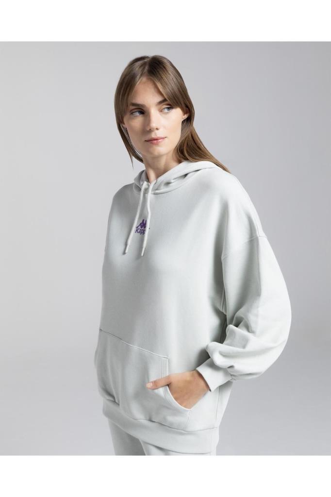 Kappa Kadın Kapüşonlu Sweatshirt Authentic Mira Kadın Gri Sweatshirt 341M3YW
