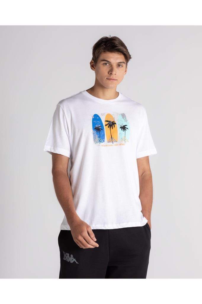 Kappa Logo Atlantic M T-shirt Erkek Beyaz Tshirt 361E88W